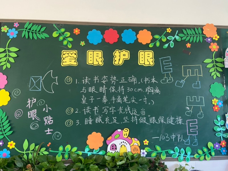 宣传,同学们通过板报,插盒等形式诠释着对"爱眼护眼"的理解与信念