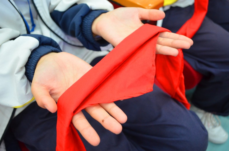 队员们带着不舍和憧憬,目送少先队旗离开童年时代,告别红领巾,告别